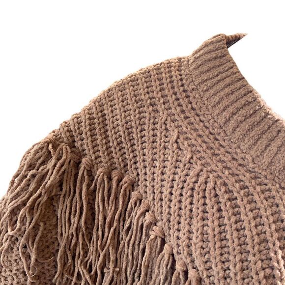 No Boundaries Brown Fringe Knit Crew Neck Long Sleeve Academia Sweater Size XL - Picture 5 of 14